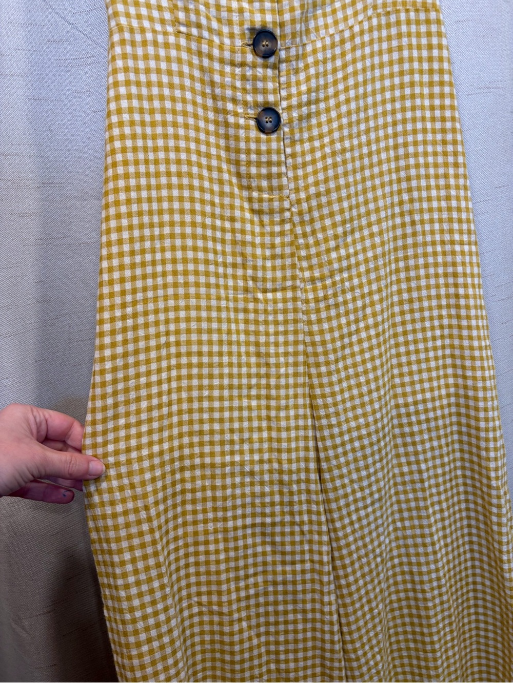Essue Yellow Gingham Button-Front Jumpsuit - Picture 8 of 10